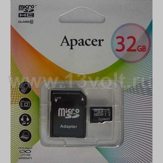 Карта памяти microSDHC 32GB class 10 Apacer