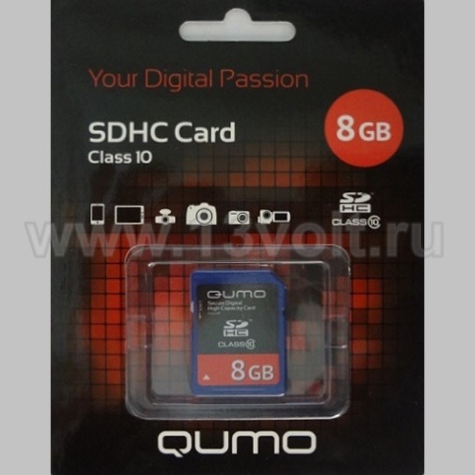 Карта памяти SDHC 8GB class 10 Qumo