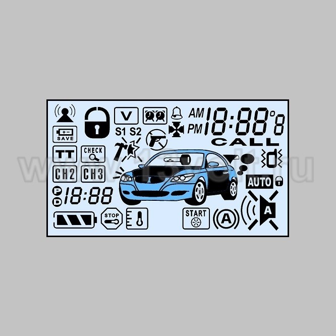 Дисплей ЖК для брелока Sheriff ZX-1090 на ножках