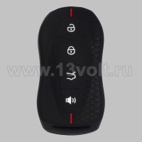 Чехол для смарт-ключа Geely 4 кн., черный-красный