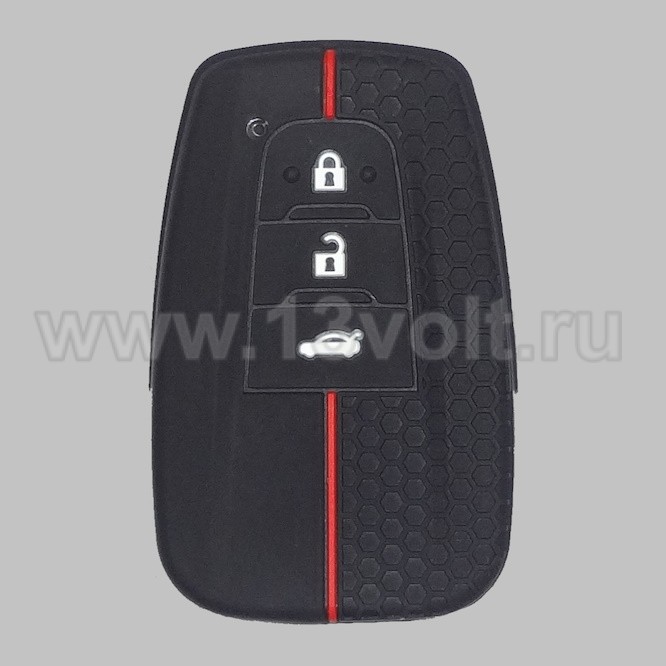 Чехол для смарт-ключа Toyota 3 кн., черный-красный