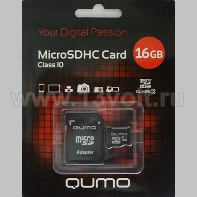 Карта памяти microSDHC 16GB class 10 Qumo