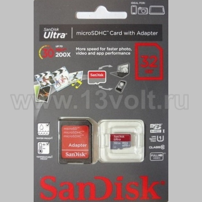 Карта памяти microSDHC 32GB class 10 SanDisk